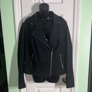 Torrid Black Insider Collection Essential Moto Ponte Fringe Back Jacket Size 2X